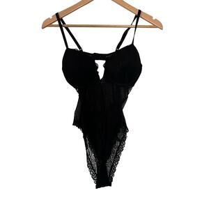 H&M Black Teddy Lingerie Bustier Bodysuit Women's Size 8 Lace